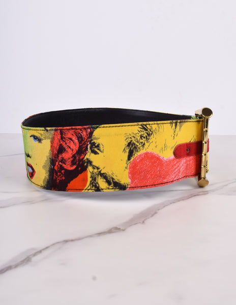 Gianni Versace Vintage SS 1991 Marilyn Monroe & James Dean Pop Art Print Belt