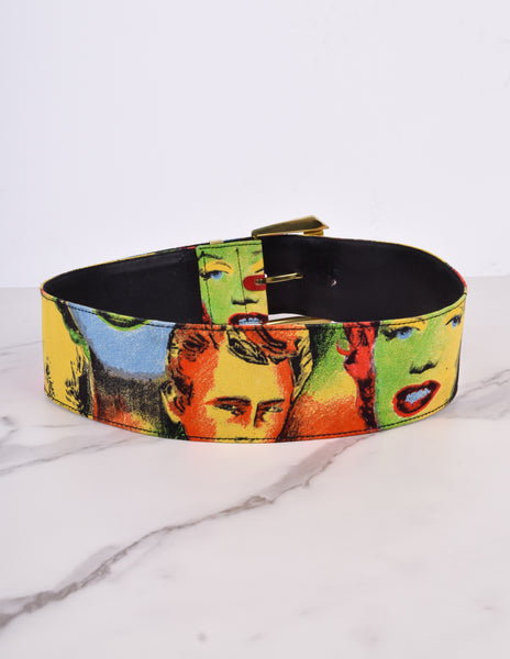 Gianni Versace Vintage SS 1991 Marilyn Monroe & James Dean Pop Art Print Belt