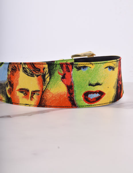 Gianni Versace Vintage SS 1991 Marilyn Monroe & James Dean Pop Art Print Belt