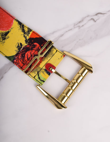 Gianni Versace Vintage SS 1991 Marilyn Monroe & James Dean Pop Art Print Belt