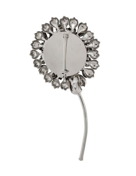Gianni Versace Vintage Oversized Silver Dandelion Flower Brooch