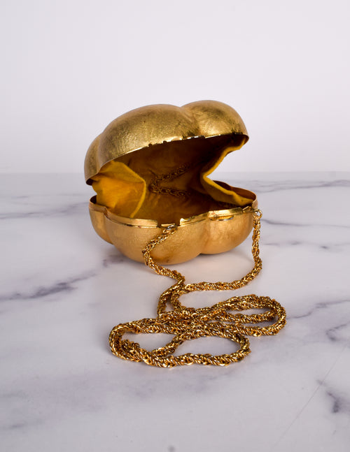 Vintage 1960s Italian Figural Golden Tomato Mini Clutch Shoulder