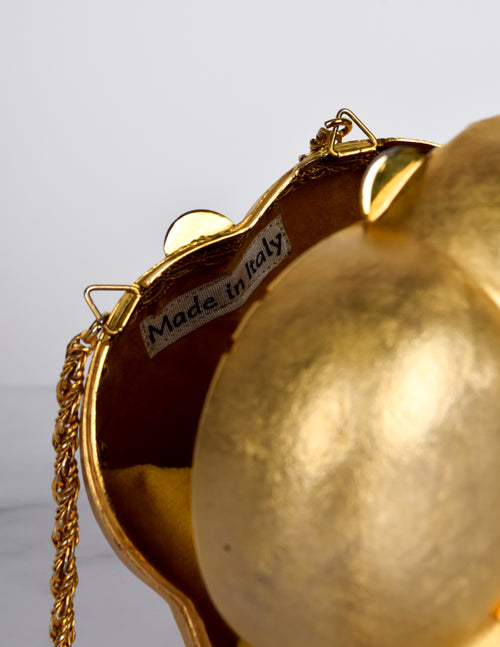 Vintage 1960s Italian Figural Golden Tomato Mini Clutch Shoulder