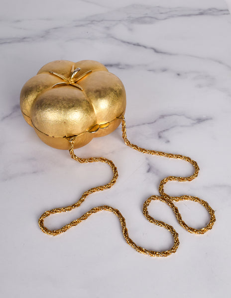 Vintage 1960s Italian Figural Golden Tomato Mini Clutch Shoulder Bag