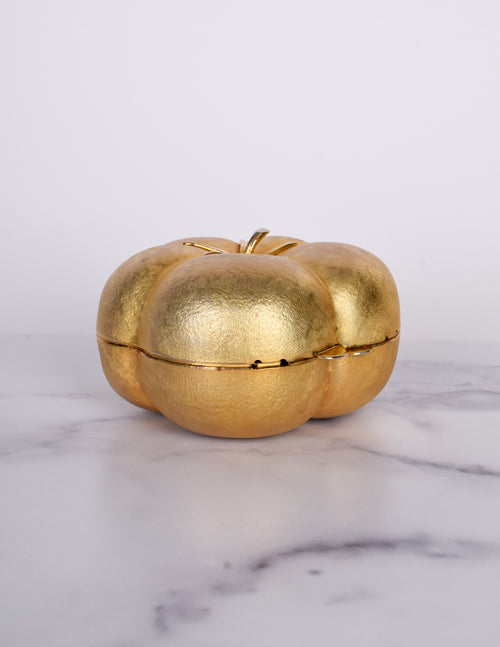 Vintage 1960s Italian Figural Golden Tomato Mini Clutch Shoulder