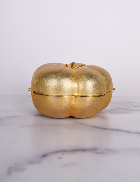 Vintage 1960s Italian Figural Golden Tomato Mini Clutch Shoulder Bag