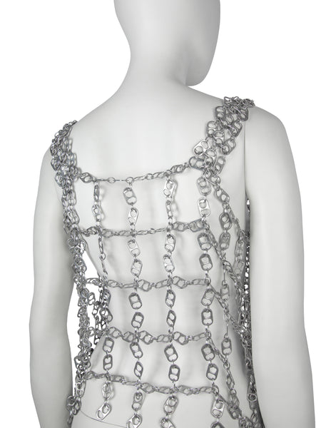 Vintage One of a Kind Silver Soda Pull Tab Chainmail Vest Top