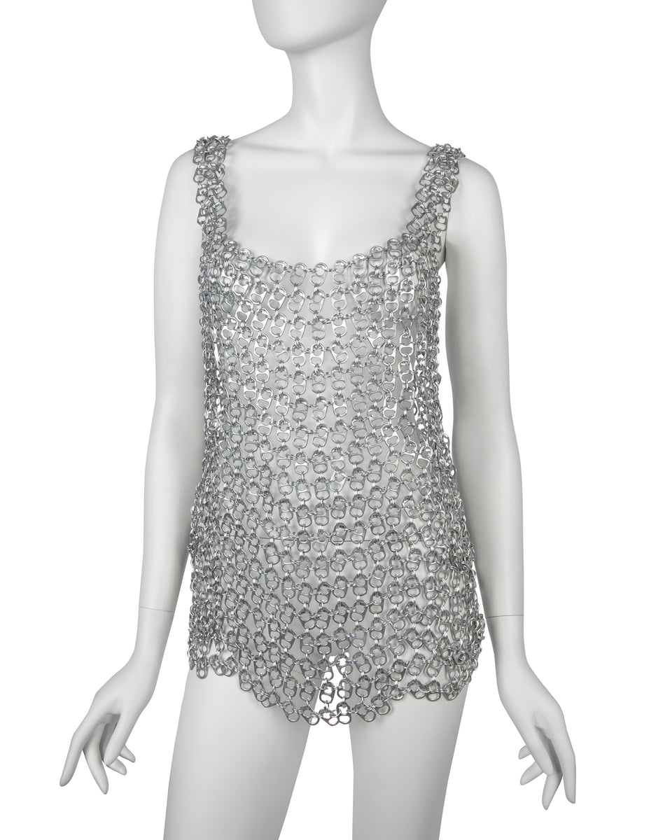 Vintage One of a Kind Silver Soda Pull Tab Chainmail Vest Top ...