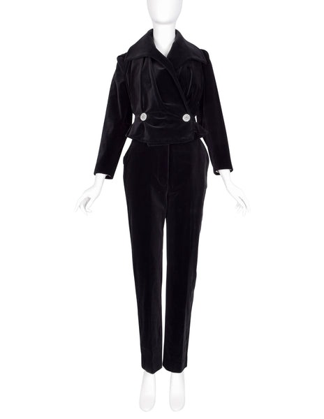 Vivienne Westwood Couture Vintage AW 1997 Black Velvet Jacket and Pant Suit