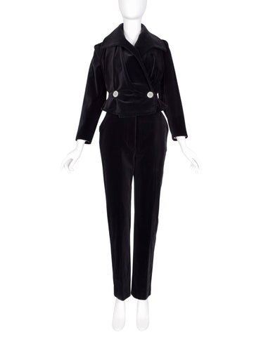Vivienne Westwood Couture Vintage AW 1997 Black Velvet Jacket and Pant Suit
