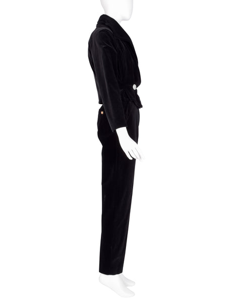 Vivienne Westwood Couture Vintage AW 1997 Black Velvet Jacket and Pant Suit