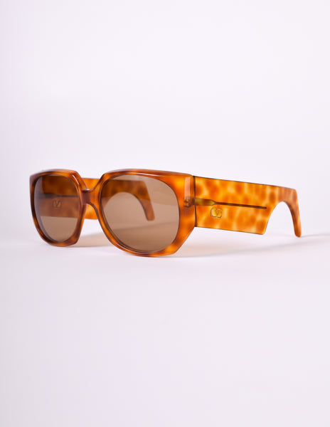Valentino Vintage Rare Blonde Tortoise Ultra Wide Arm 543 Sunglasses