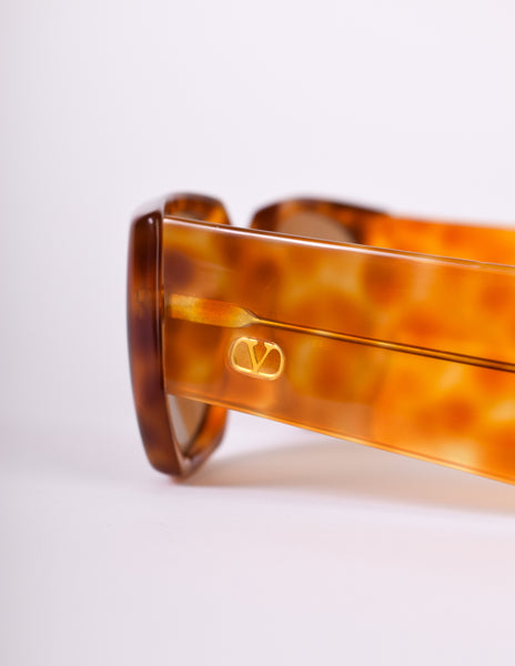 Valentino Vintage Rare Blonde Tortoise Ultra Wide Arm 543 Sunglasses