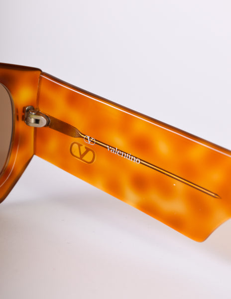 Valentino Vintage Rare Blonde Tortoise Ultra Wide Arm 543 Sunglasses