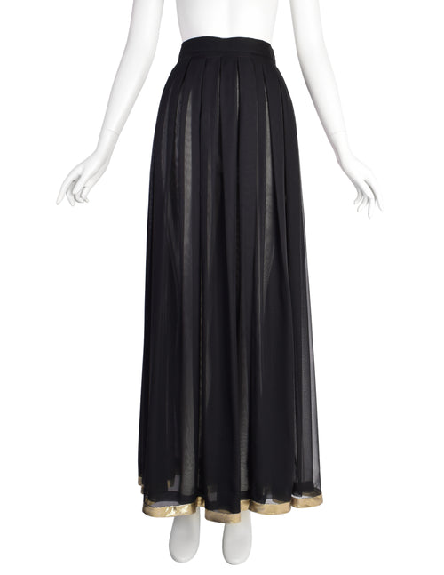 Vintage Black Sheer Silk Georgette with Metallic Gold Stripe – Amarcord Vintage Fashion