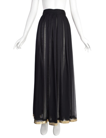 1980s Chanel Silk Crepe Pleated Full Length Maxi Skirt – Shrimpton