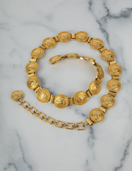Gianni Versace Vintage 1990s Medusa Coin Medallion Belt