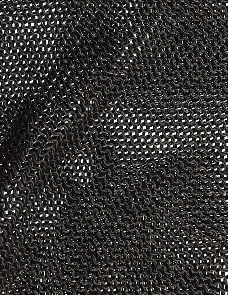Vintage 1930s Blackened Charcoal Grey Chainmail Metal Mesh Gold Embossed Kiss Lock Handbag