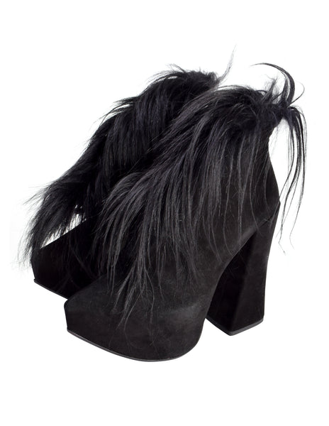 Vivienne Westwood by Andreas Kronthaler AW 2013 Black Suede & Faux Fur Platform Ankle Boots