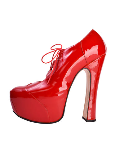 Vivienne Westwood Vintage AW 1993 Iconic 'Anglomania' Collection Red Patent Elevated Ghillie Heels