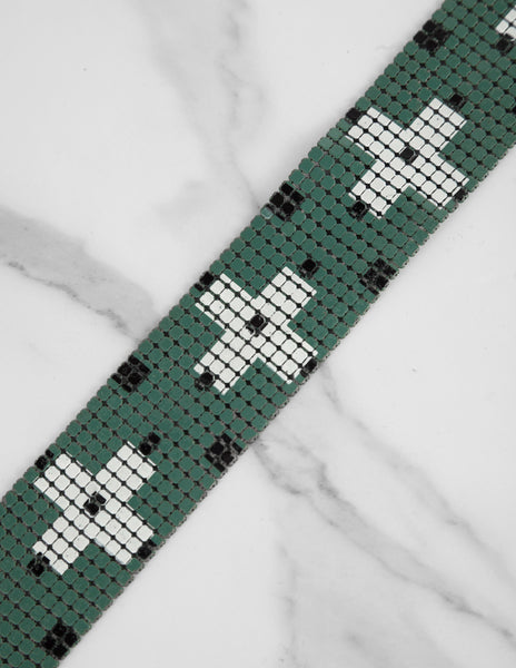 Whiting & Davis for Giorgio di Sant'Angelo Vintage AW 1970 Green Enamel Mesh Choker Necklae