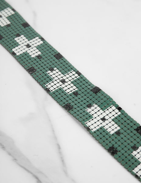 Whiting & Davis for Giorgio di Sant'Angelo Vintage AW 1970 Green Enamel Mesh Choker Necklae