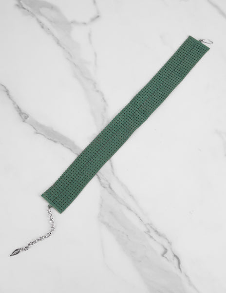 Whiting & Davis for Giorgio di Sant'Angelo Vintage AW 1970 Green Enamel Mesh Choker Necklae