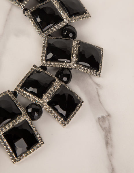 William De Lillo Vintage 1970s Black and Silver Choker Necklace