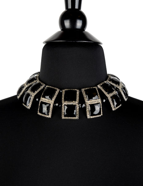 William De Lillo Vintage 1970s Black and Silver Choker Necklace