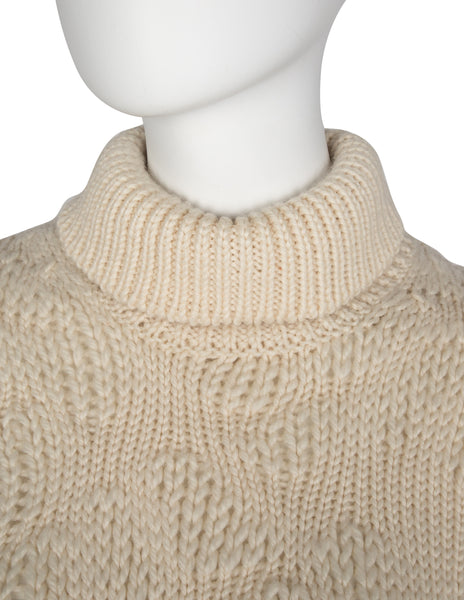 Yohji Yamamoto Pour Homme Vintage 1980s Creamy Ivory Lambswool Turtleneck Sweater