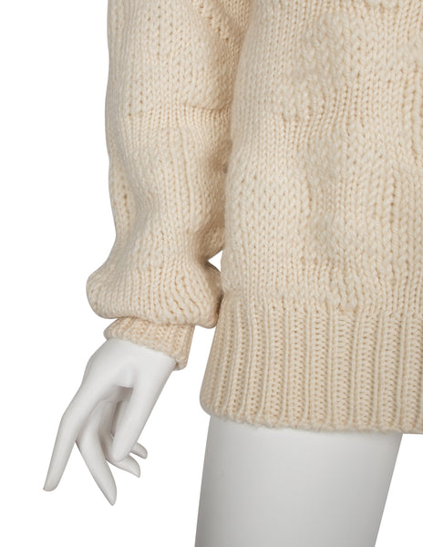 Yohji Yamamoto Pour Homme Vintage 1980s Creamy Ivory Lambswool Turtleneck Sweater