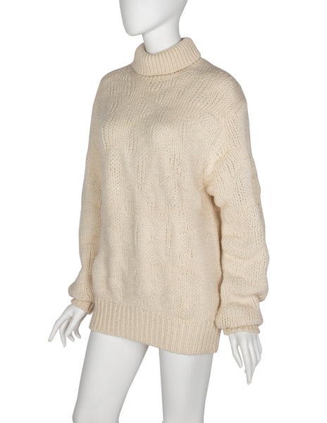 Yohji Yamamoto Pour Homme Vintage 1980s Creamy Ivory Lambswool Turtleneck Sweater