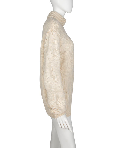Yohji Yamamoto Pour Homme Vintage 1980s Creamy Ivory Lambswool Turtleneck Sweater