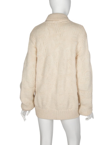 Yohji Yamamoto Pour Homme Vintage 1980s Creamy Ivory Lambswool Turtleneck Sweater