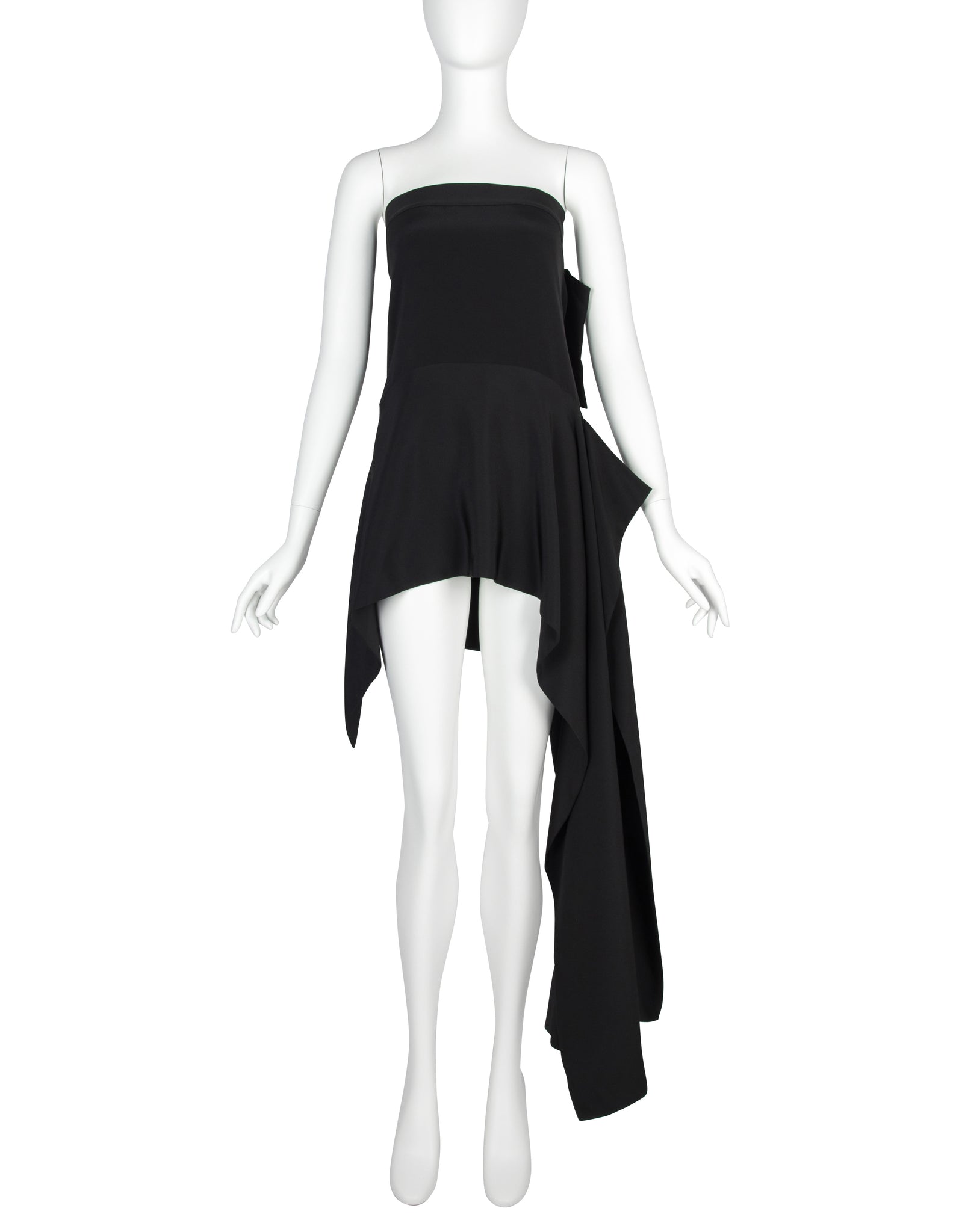 Yohji Yamamoto Vintage AW 2004 Black Strapless Asymmetrical Mini Dress