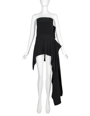 Yohji Yamamoto Vintage AW 2004 Black Strapless Asymmetrical Mini Dress
