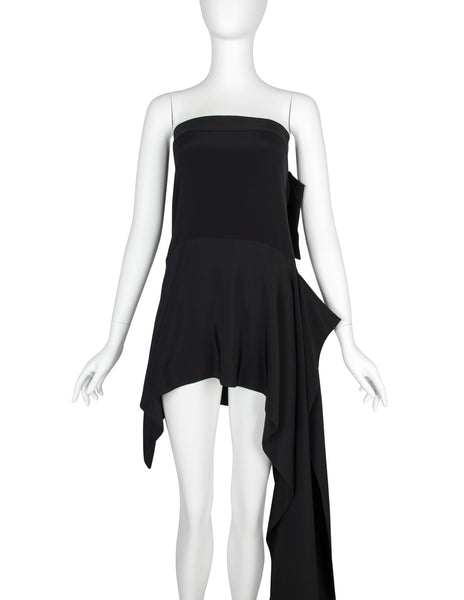 Yohji Yamamoto Vintage AW 2004 Black Strapless Asymmetrical Mini Dress