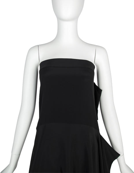 Yohji Yamamoto Vintage AW 2004 Black Strapless Asymmetrical Mini Dress