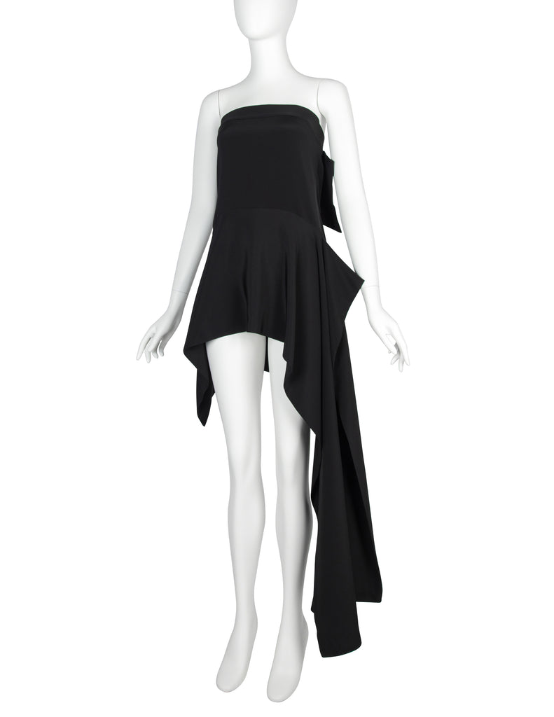 Yohji Yamamoto Vintage AW 2004 Black Strapless Asymmetrical Mini Dress Amarcord Vintage Fashion Yohji Yamamoto Vintage AW 2004 Black Strapless Asymmetrical Mini Dress Amarcord Vintage Fashion