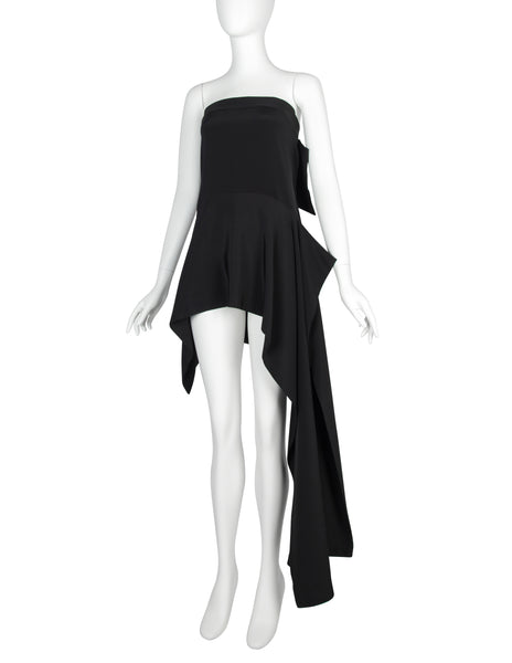 Yohji Yamamoto Vintage AW 2004 Black Strapless Asymmetrical Mini Dress