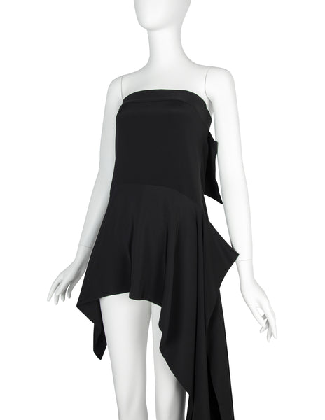 Yohji Yamamoto Vintage AW 2004 Black Strapless Asymmetrical Mini Dress