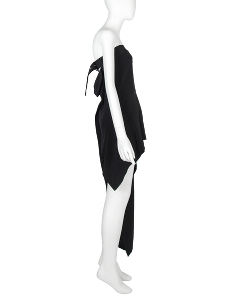 Yohji Yamamoto Vintage AW 2004 Black Strapless Asymmetrical Mini Dress