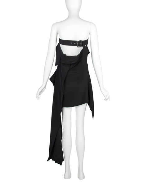 Yohji Yamamoto Vintage AW 2004 Black Strapless Asymmetrical Mini Dress