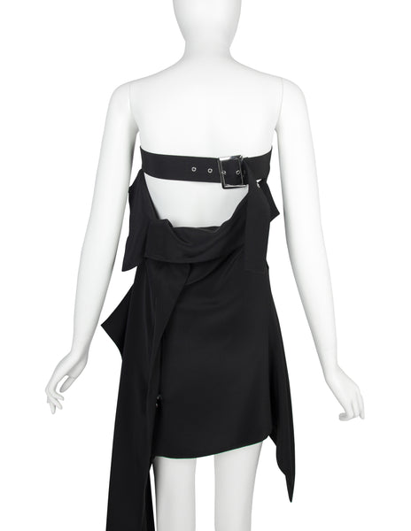 Yohji Yamamoto Vintage AW 2004 Black Strapless Asymmetrical Mini Dress