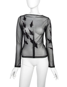 Yohji Yamamoto Vintage SS 2003 Stitched Fish Black Sheer Stretch Top