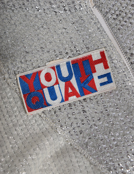 YOUTHQUAKE Vintage 1960s Rare Metallic Silver Mod Mini Dress