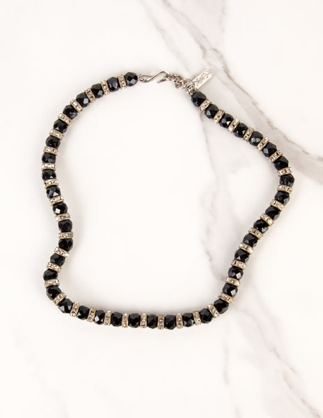 Yves Saint Laurent Vintage Haute Couture Crystal and Black Beaded Choker Necklace