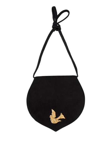 Yves Saint Laurent Vintage Golden Dove Black Suede Bag