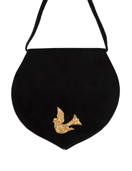 Yves Saint Laurent Vintage Golden Dove Black Suede Bag