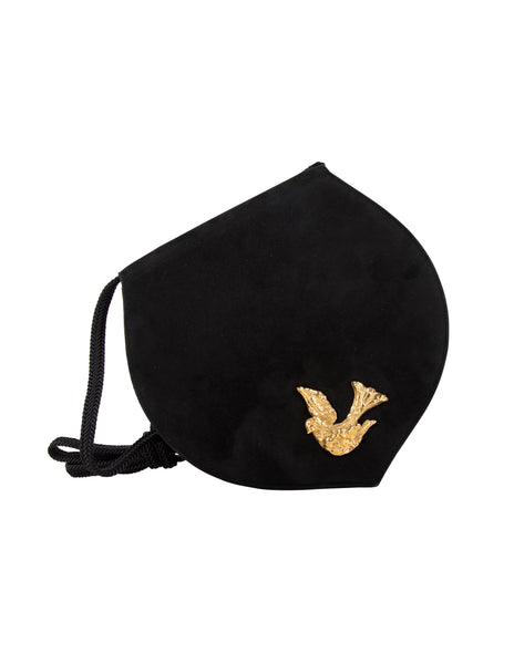 Yves Saint Laurent Vintage Golden Dove Black Suede Bag
